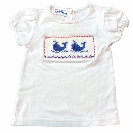 6 months smocked whale ruffle top