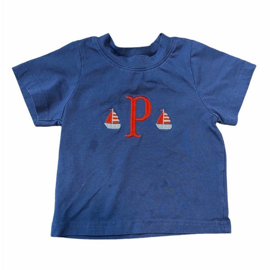 "P" sailboat monogram tee 12 months