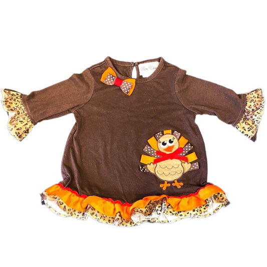 18 months girls Thanksgiving Turkey ruffle tunic dress