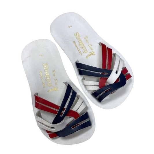 Size 6 Sunsans strappy red white & blue