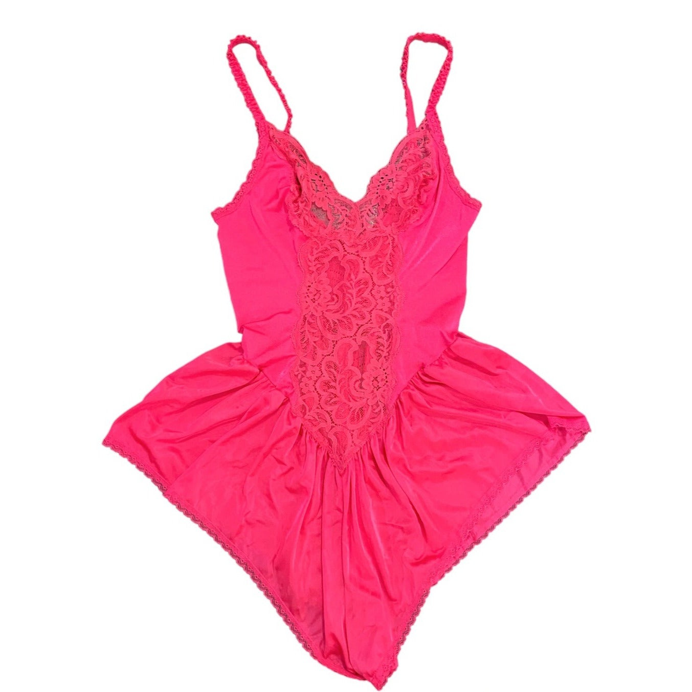 Vintage hot pink lace romper teddy lingerie