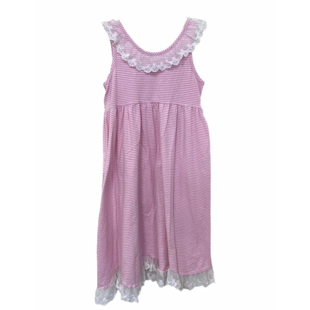 Size 8 pink striped girls boutique dress