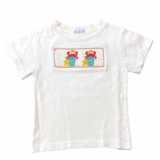 Size 2 smocked crab tee