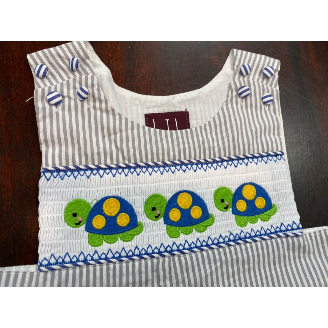 6-12 months Smocked turtle longall