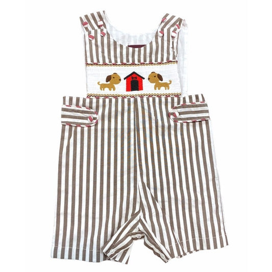 6-12 months smocked puppy dog romper