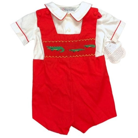 New 3 months Smocked Alligator Bubble