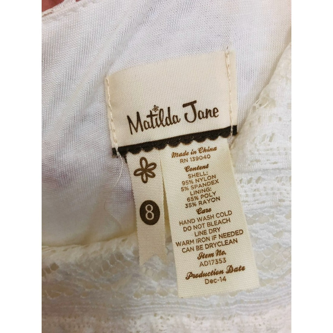Matilda Jane white lace Smile Sweetly women's dress size 8