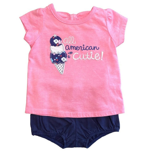 3 months baby girls 4th of July bloomer set