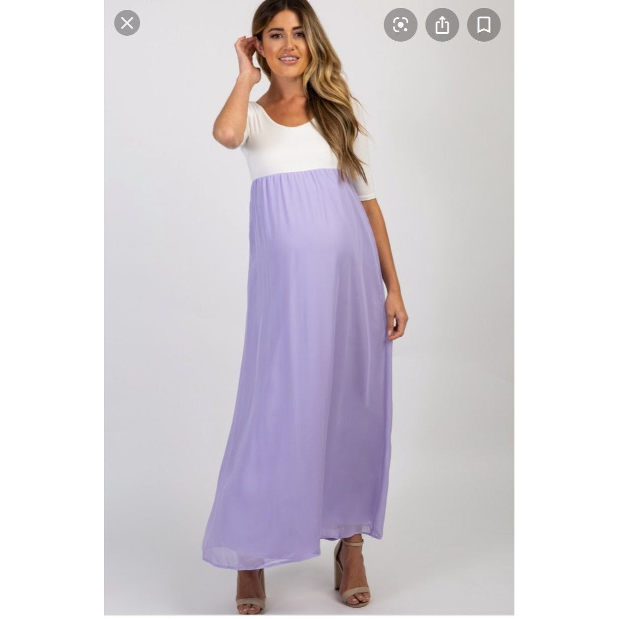 Lavender Chiffon Colorblock Small Maternity Maxi Dress