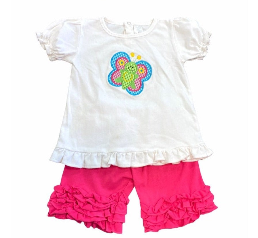 Size 6 butterfly appliqué summer ruffle Outfit