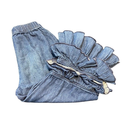 2T denim ruffle pants