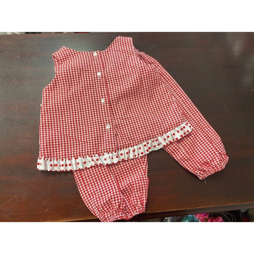 18 months red gingham birdhouses outfit