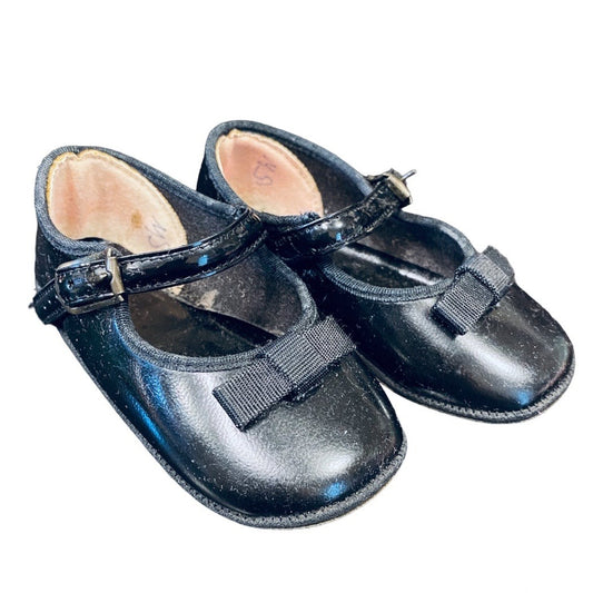 Vintage black leather Mary Jane baby shoes