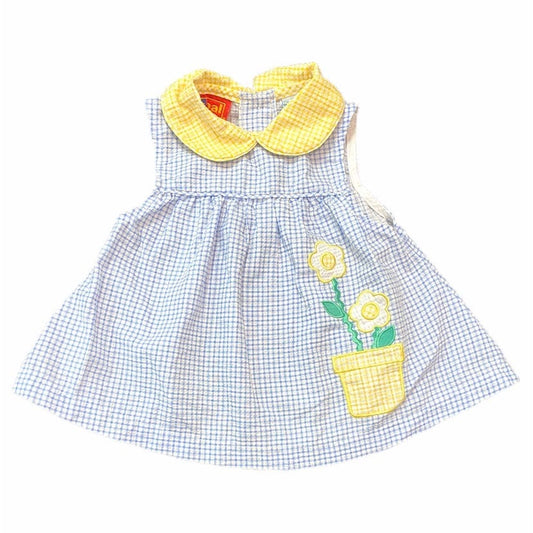 Vintage 6-9 months Blue gingham Dress