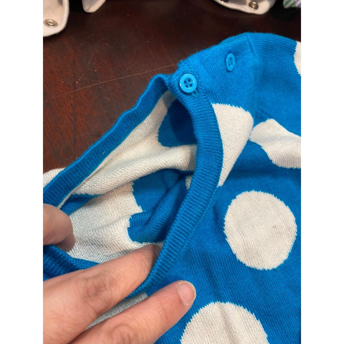 Blue dot sweater romper