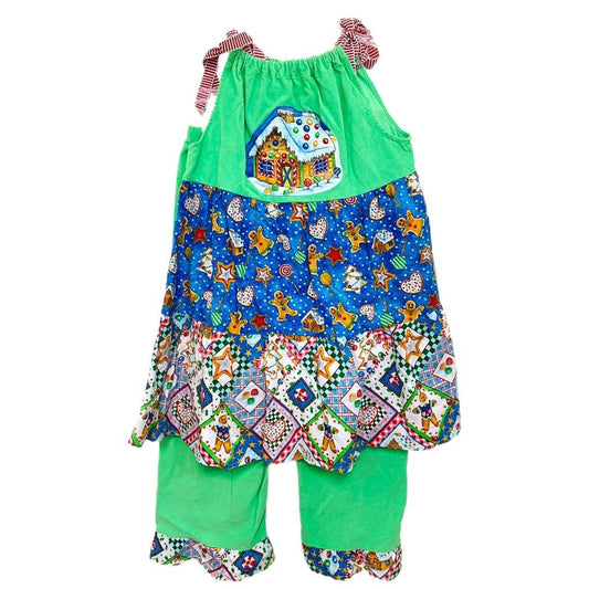 6-8 Christmas vintage boutique ruffle outfit