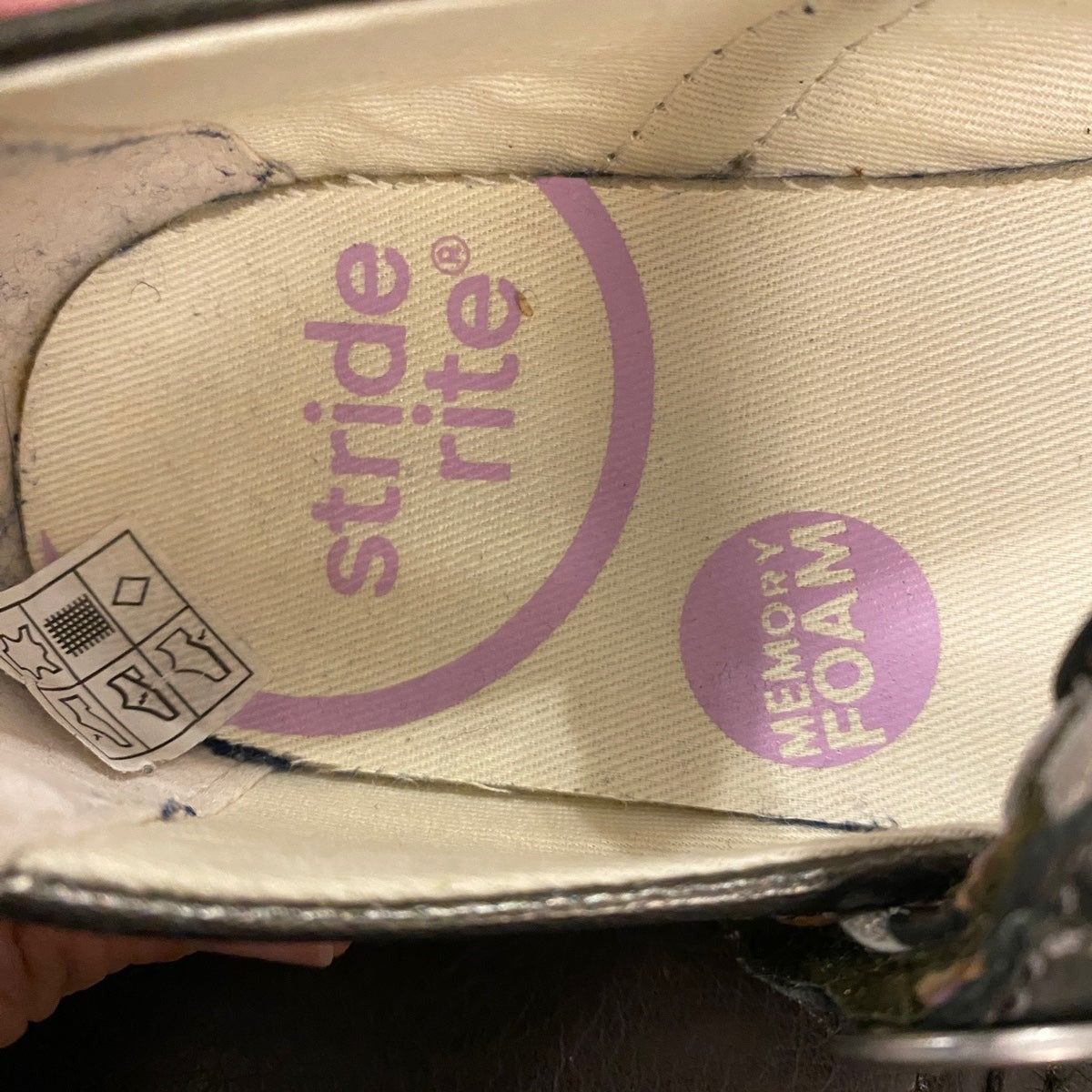 Size 1 girls silver Stride Rite shoes