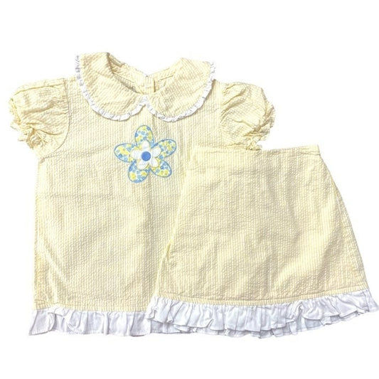 Size 3 yellow seersucker ruffle outfit