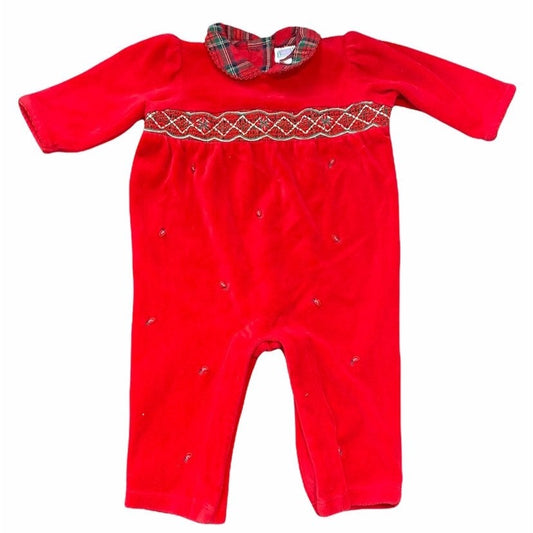 6 months smocked Christmas romper