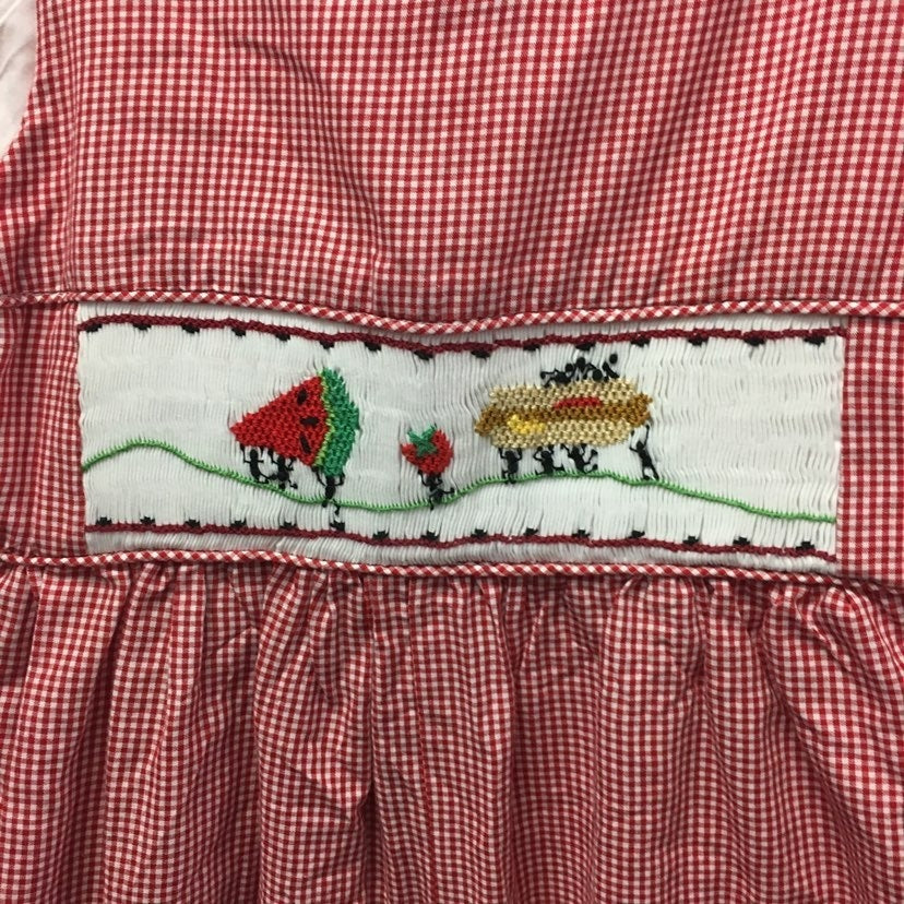 Size 6 smocked pants romper ants picnic