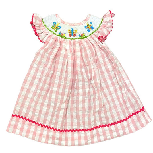 3 months smocked butterfly pink gingham dress