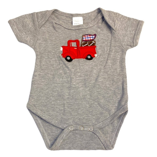 3-6 months football truck onesie