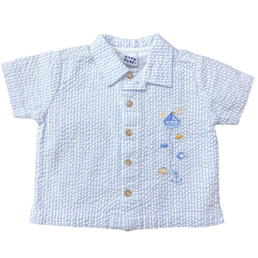0-3 months vintage seersucker sailboat top