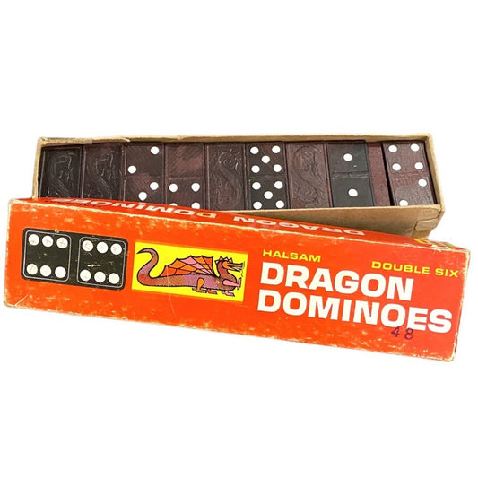 Vintage Halsam Double Six Dragon dominoes