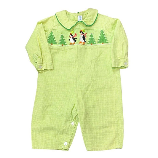 3-6 months smocked winter romper