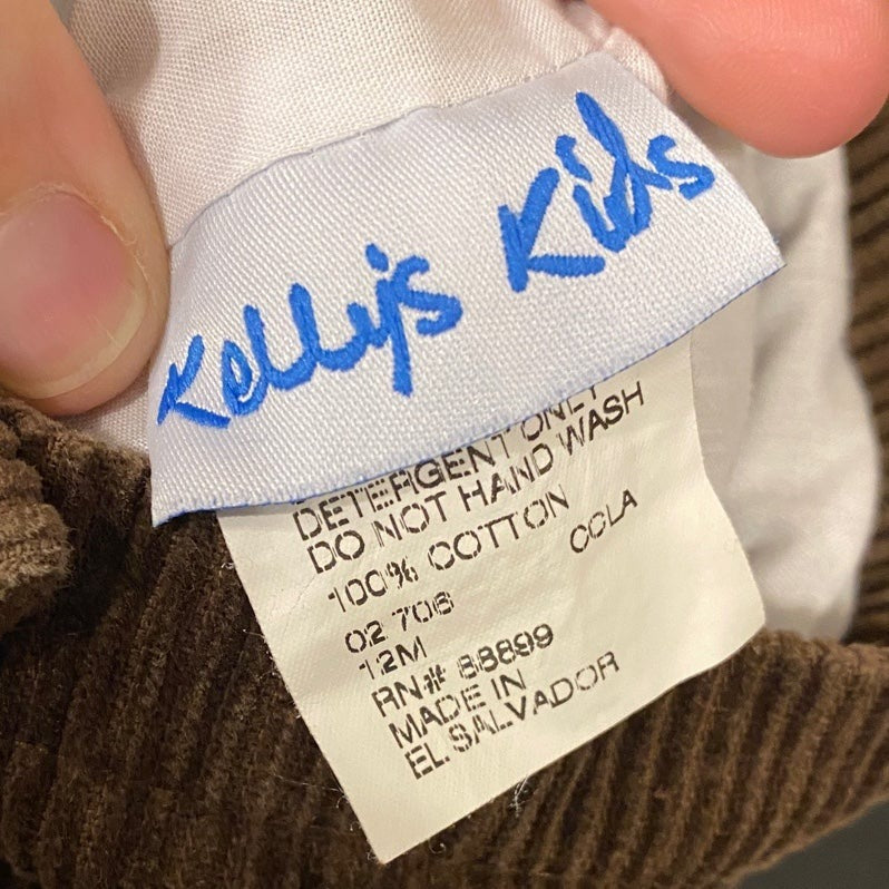12 months vintage Kelly’s Kids dumptruck corduroy overalls