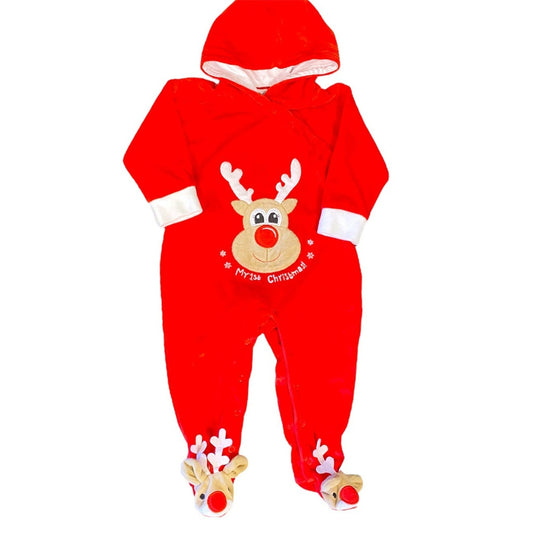 12 months Christmas reindeer romper
