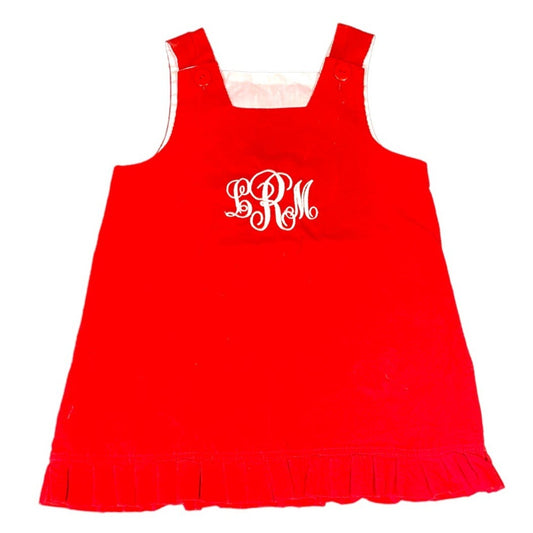 Girls LRM red Christmas ruffle jumper dress