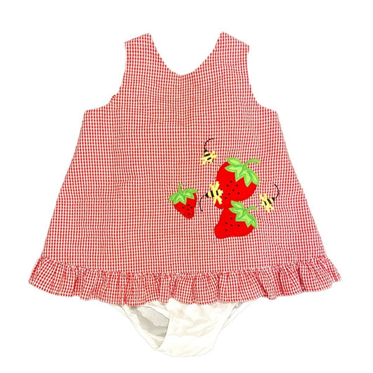 18 months gingham strawberry bloomer set