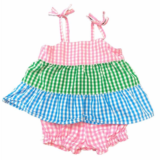 6-9 months gingham bloomer set