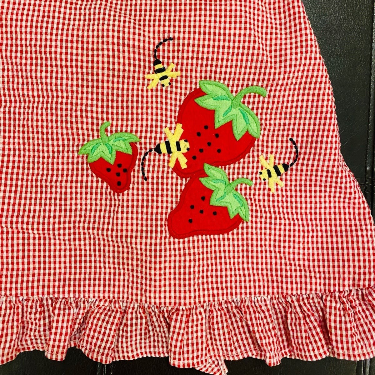 18 months gingham strawberry bloomer set