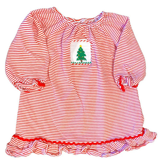 24 months smocked Christmas ruffle dress or gown