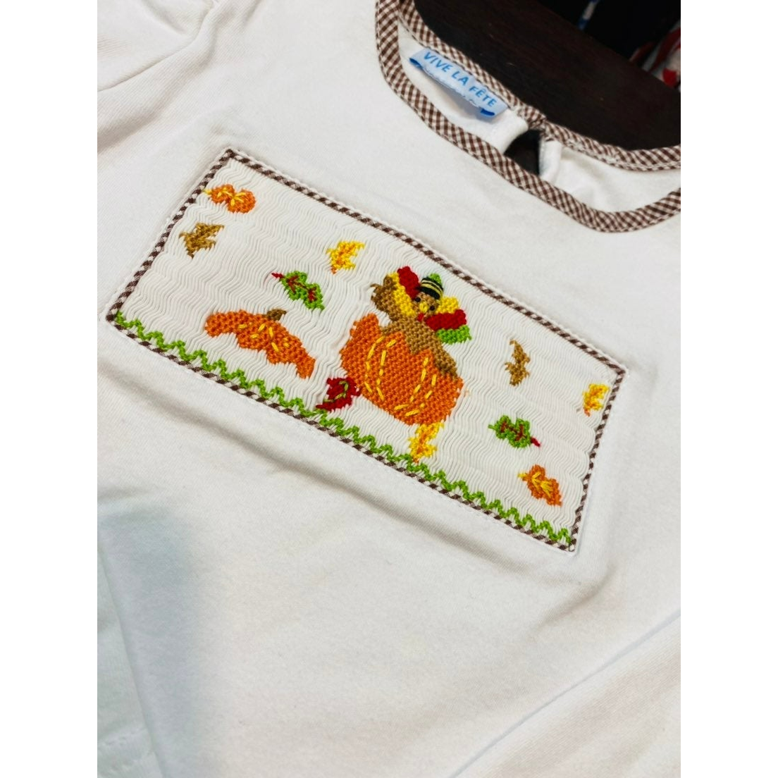 3/4 girls smocked turkey outfit for Thanksgiving