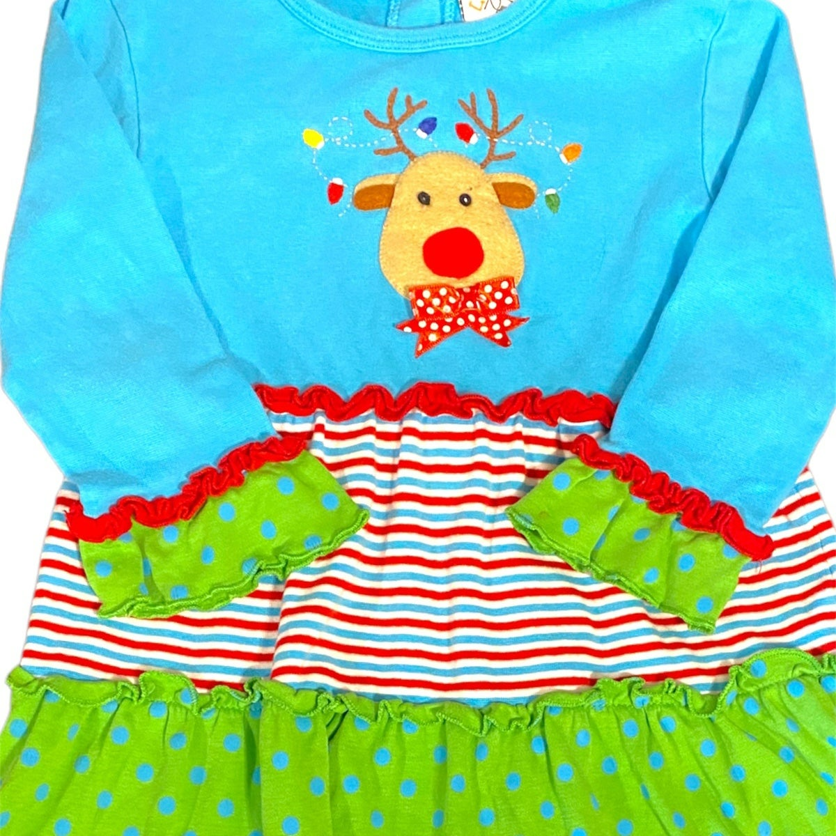 Size 6 Christmas reindeer ruffle dress