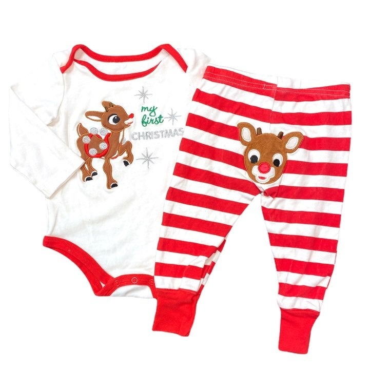 12 months Christmas Rudolph outfit