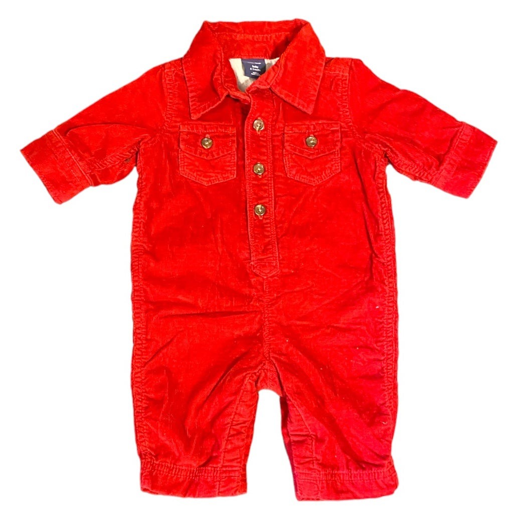 0-3 months BabyGap red corduroy romper