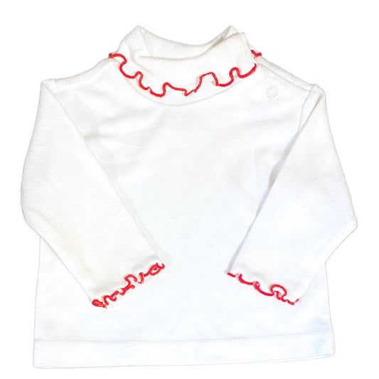 3-6 months white layering top with red trim