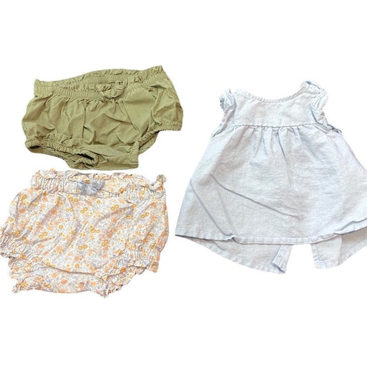 0-3 months old navy girls bloomer set summer bundle