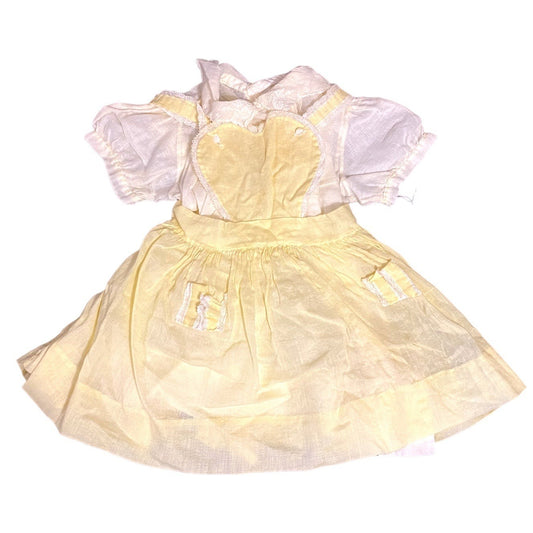 Baby girls vintage yellow apron pinafore dress and gown bundle