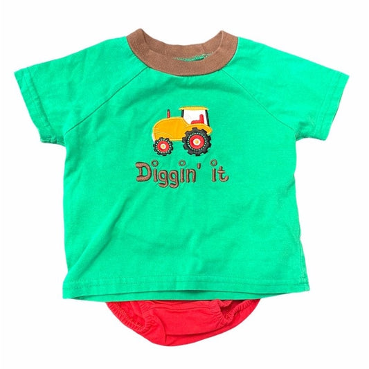 12 months tractor farm diaper cover set