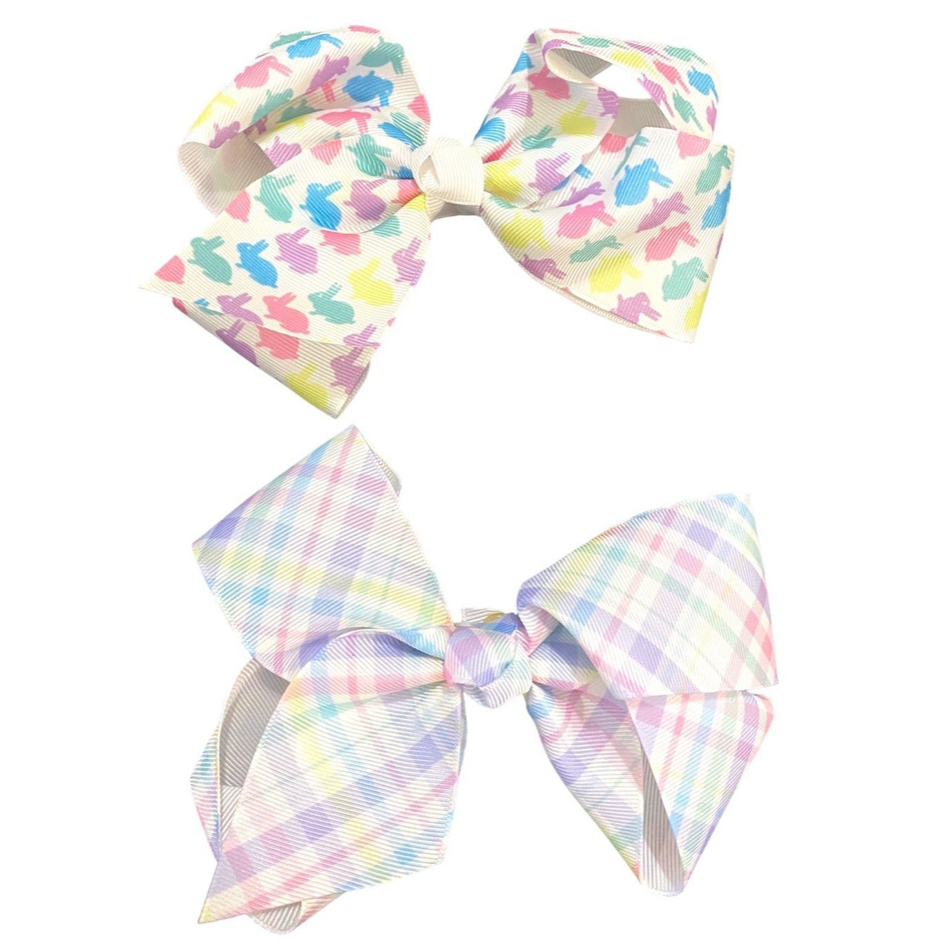 New Easter bunny and spring plaid bow bundle 6”