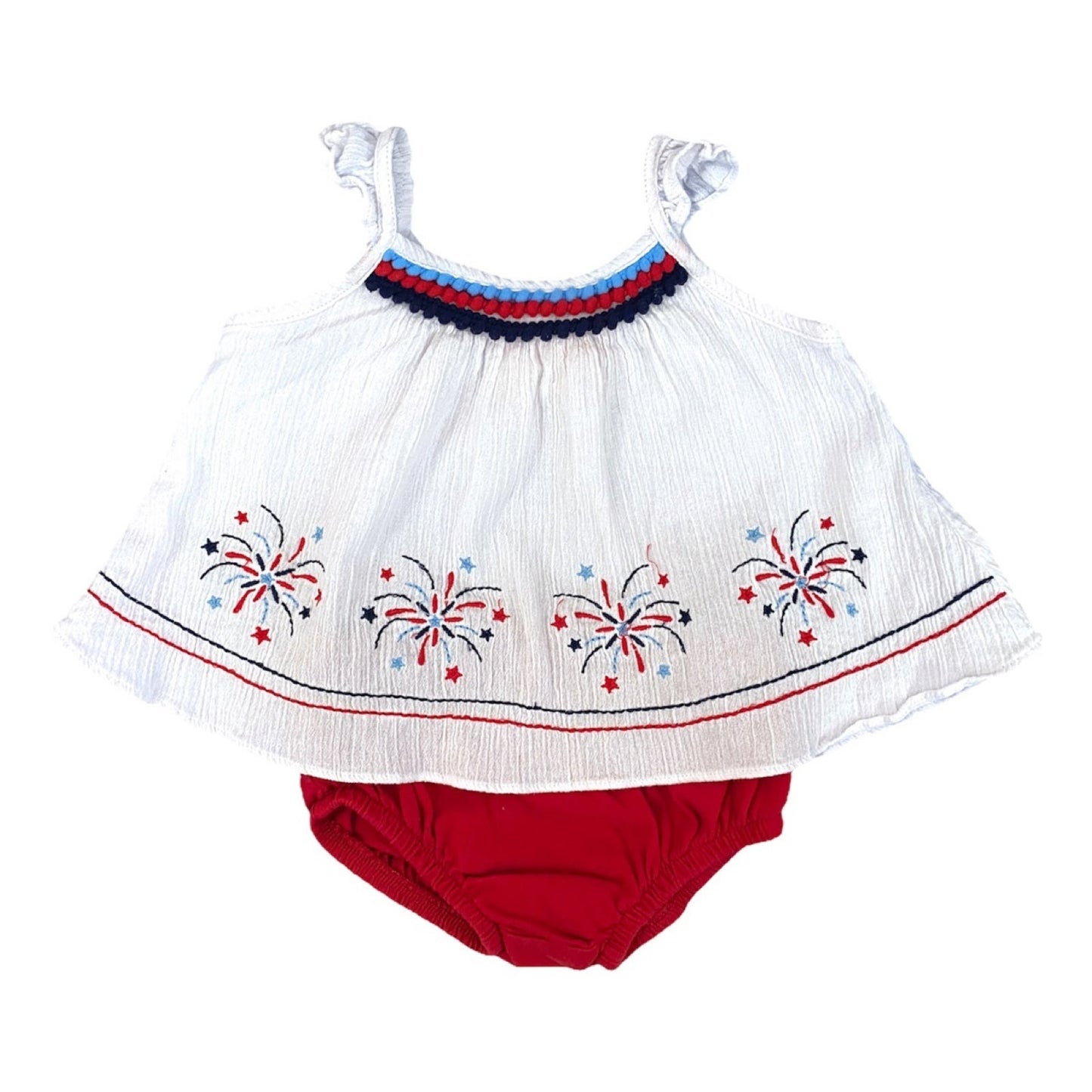 9 months girls 4th of July bloomer set