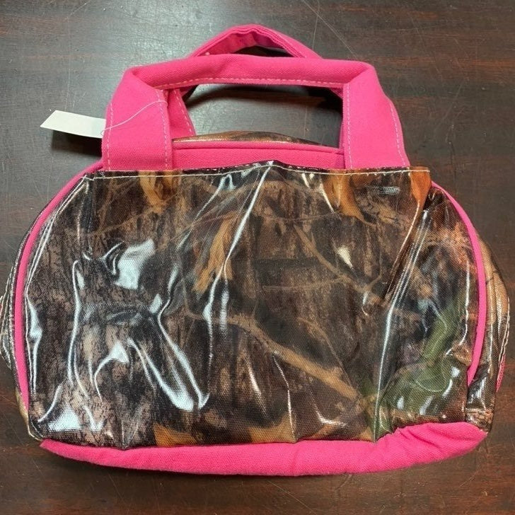 New pink camo woods lunch tote
