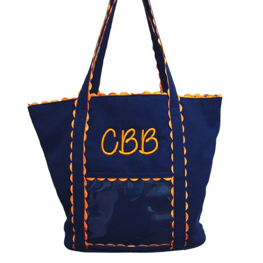 New Navy and orange blank tote