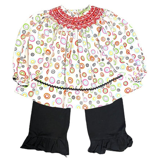 3t long sleeve smocked girls ruffle outfit