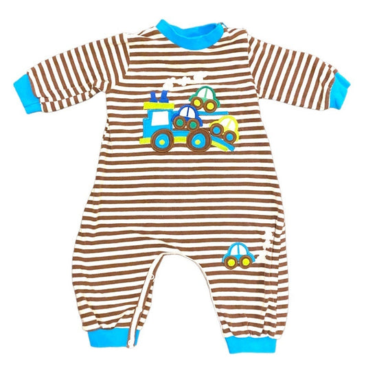 0-3 months Wally & Willie cars tow truck appliqué romper